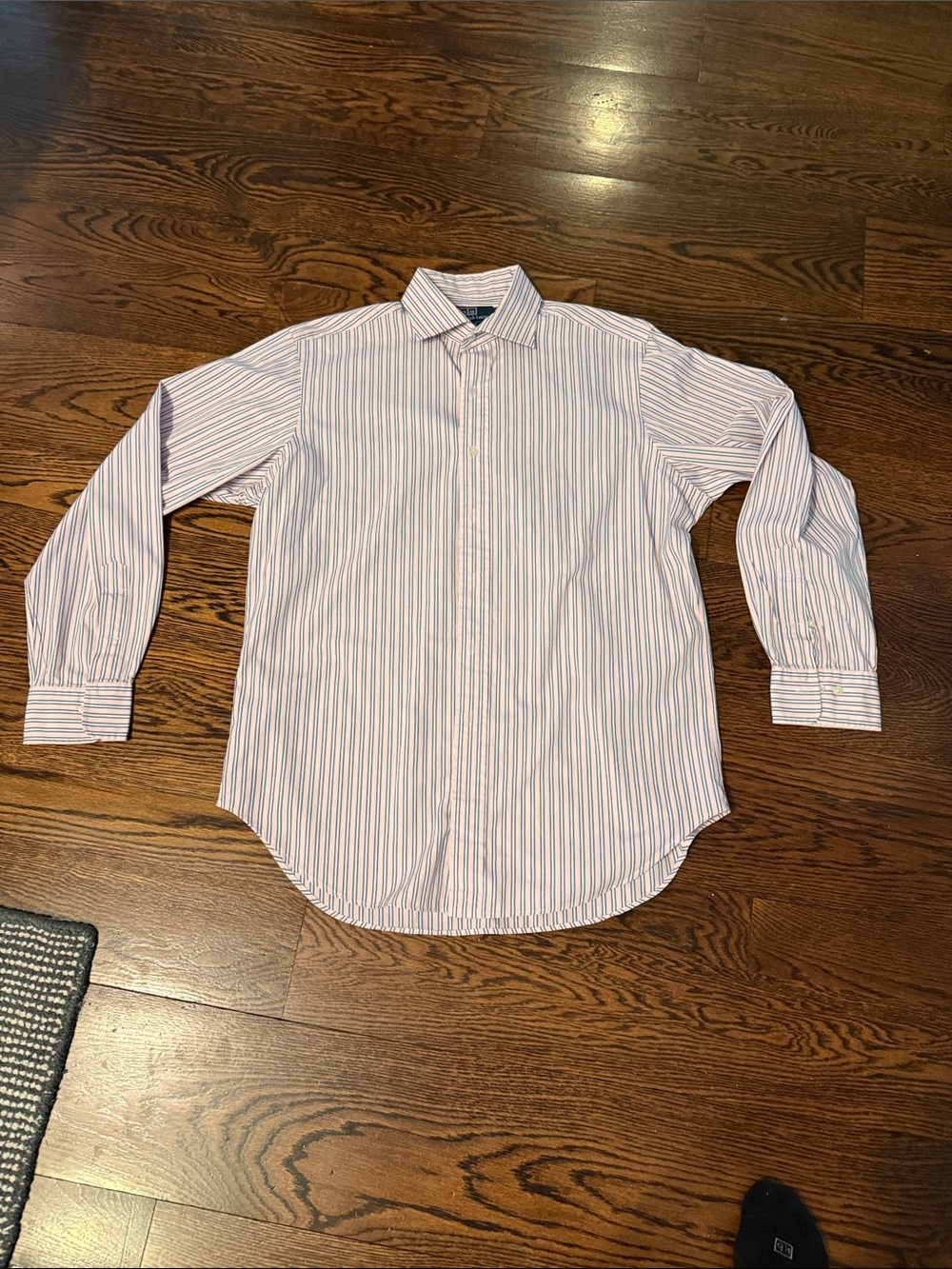 Ralph Lauren White Dress Shirt with Blue and Red Stripes